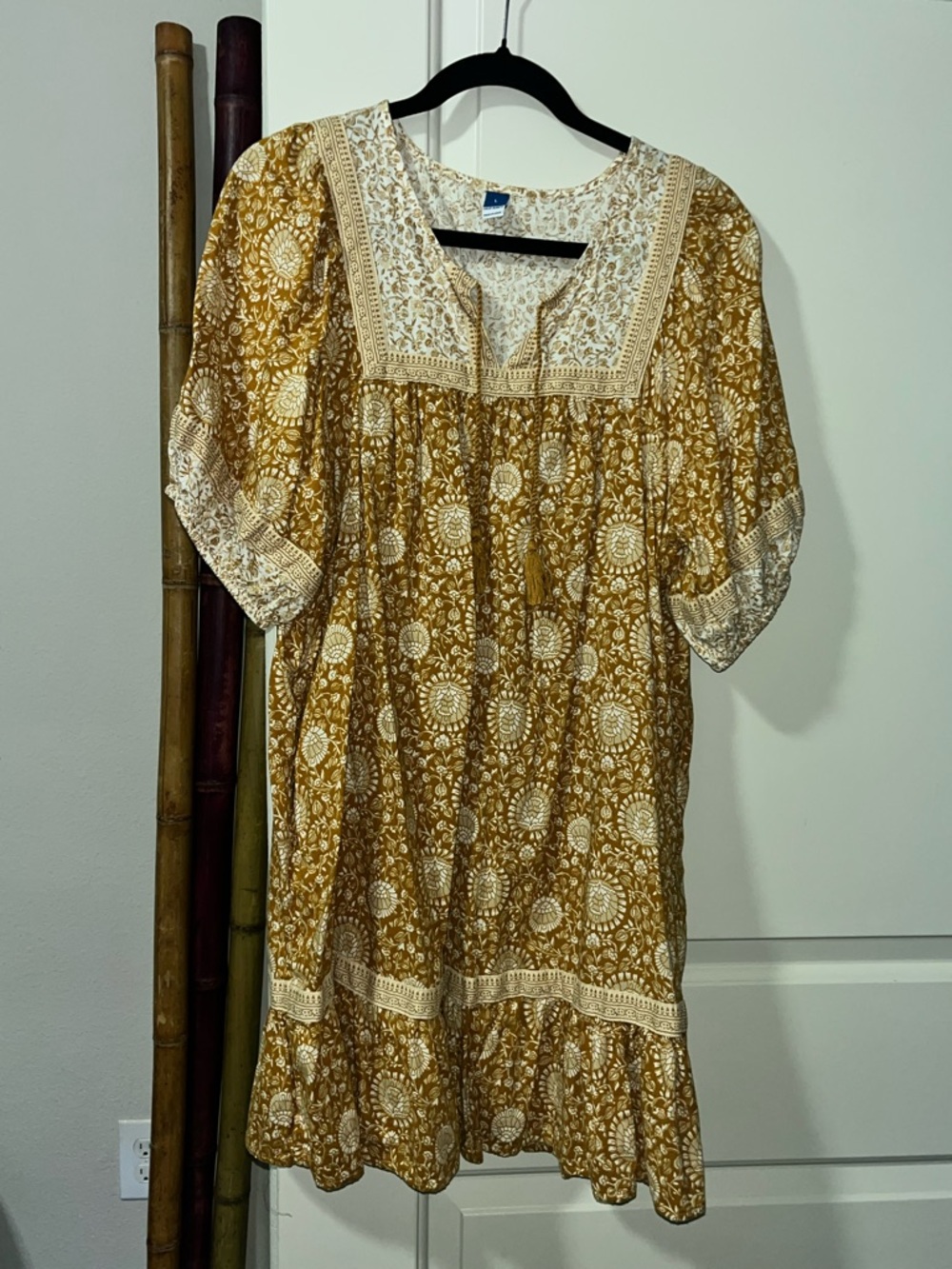 Old Navy Mustard Floral Lace-Trim Mini Dress - Picture 2 of 4